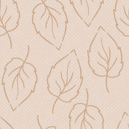 Floral seamless with hand drawn color leaves. Cute autumn background. Tropic beige branches. Modern floral compositions. Fashion vector stock illustration for wallpaper, poster, card, fabric, textileのイラスト素材