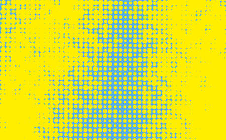 Pop art creative concept colorful comics book magazine cover. Polka dots yellow and blue background. Cartoon halftone retro pattern. Abstract dotted design for poster, card, banner, empty bubbleのイラスト素材