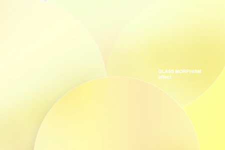 Modern background with glass morphism vector effect. Transparent glass card design. Glassmorphism trend style. Abstract banner with colored, white circles with blur and shadows. Vector illustrationのイラスト素材
