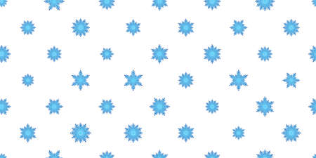 Winter seamless pattern with blue snowflakes on white background. Vector illustration for fabric, textile wallpaper, posters, gift wrapping paper. Christmas vector illustration. Falling snowのイラスト素材