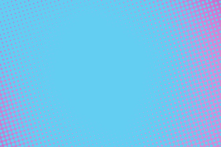 Pop art colorful comics book magazine cover. Polka dots pink and blue background. Cartoon funny dotted retro pattern. Vector halftone illustration. Template design for poster, card, flyerのイラスト素材