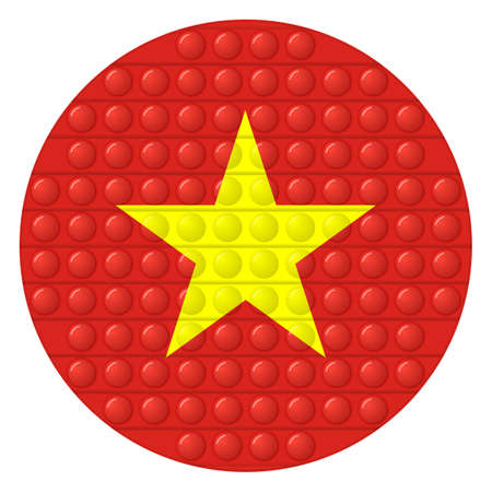 Glass light ball with flag of Vietnam. Round sphere, template icon. Vietnamese national symbol. 3D vector illustration.のイラスト素材