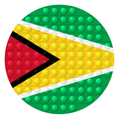 Glass light ball with flag of Guyana. Round sphere, template icon. National symbol. Glossy realistic ball, 3D vector illustration.のイラスト素材