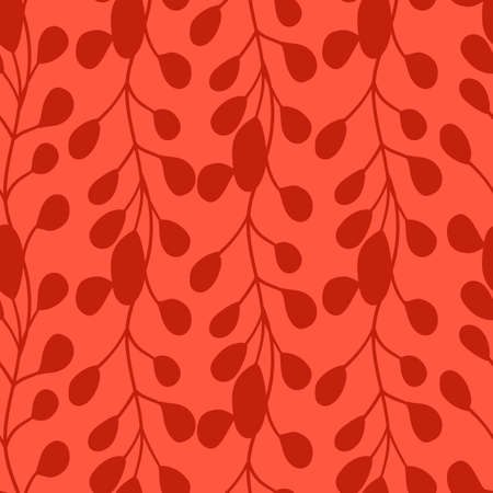 Floral seamless with hand drawn color leaves. Cute autumn background. Tropic pink branches. Modern floral compositions. Fashion vector stock illustration for wallpaper, poster, fabric, textileのイラスト素材
