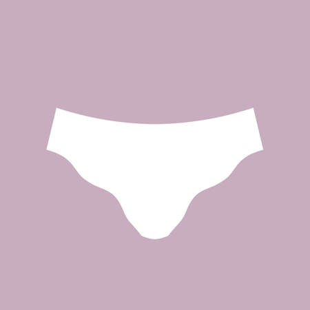Cute female white panties. Trendy thongs icon. Women underwear element. Feminine symbol, template modern for your design. Sensuality cloth concept. Vector illustrationのイラスト素材