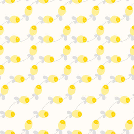 Seamless floral pattern based on traditional folk art ornaments. Colorful flowers on light background. Scandinavian style. Sweden nordic style. Vector illustration. Simple minimalistic patternのイラスト素材