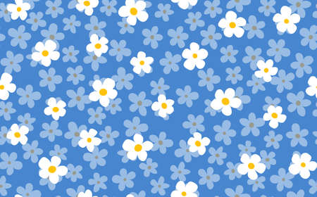 Floral seamless with hand drawn color flowers. Cute summer background. Modern floral compositions. Fashion vector stock illustration for wallpaper, posters, card, fabric, textileのイラスト素材