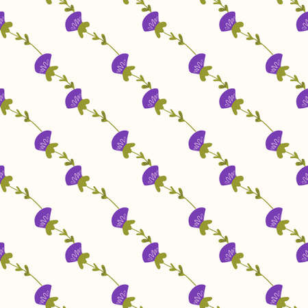 Seamless floral pattern based on traditional folk art ornaments. Colorful flowers on light background. Scandinavian style. Sweden nordic style. Vector illustration. Simple minimalistic patternのイラスト素材