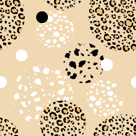 Abstract modern leopard seamless pattern with circles. Animals trendy background. Color decorative...