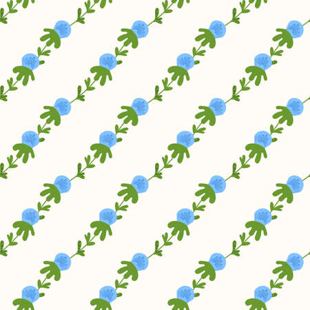 Seamless floral pattern based on traditional folk art ornaments. Colorful flowers on light background. Scandinavian style. Sweden nordic style. Vector illustration. Simple minimalistic patternのイラスト素材