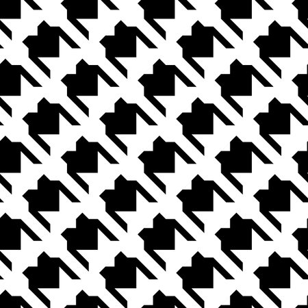 Geometric black and white seamless pattern with pied-de-poule ornament. Monochrome graphic repeating...