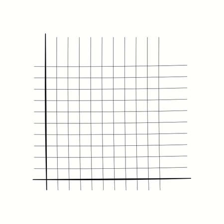 Grid paper. Mathematical graph. Cartesian coordinate system with x-axis, y-axis. Squared background with color lines. Geometric pattern for school, education. Lined blank on transparent backgroundのイラスト素材
