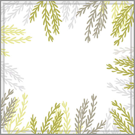 Print for kerchief, bandana, scarf, handkerchief, shawl, neck scarf. Squared pattern with ornament for fabric, textile, silk products. Paisley vector with abstract leaves. Floral folk traceryのイラスト素材