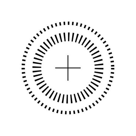 Target aim icon, archer sports game symbol. Game aiming sight dot pointer. Shoot sniper rifle focus cursor. Bullseye mark targeting. Isolated vector illustrationのイラスト素材