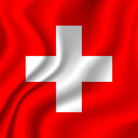 Flag of Switzerland. Swiss national symbol in official colors. Template icon. Abstract vector backgroundのイラスト素材