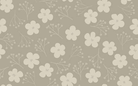 Seamless floral pattern based on traditional folk art ornaments. Art flowers on color background. Scandinavian style. Sweden nordic style. Vector illustration. Simple minimalistic patternのイラスト素材