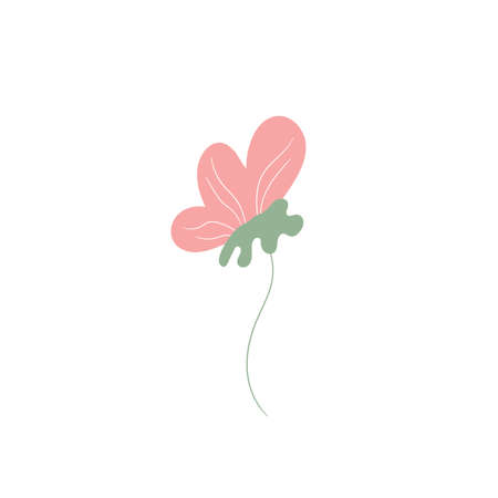 Flower based on traditional folk art ornaments. Isolated colorful scandy flowers. Scandinavian style. Sweden nordic style. Vector illustration. Simple minimalistic nature elementのイラスト素材