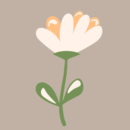 Flower based on traditional folk art ornaments. Isolated colorful scandy flowers. Scandinavian style. Sweden nordic style. Vector illustration. Simple minimalistic nature elementのイラスト素材