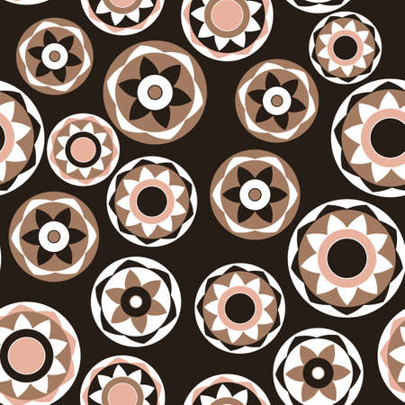 Seamless pattern with geometric aboriginal ornament. Ethnic tribal rounded color background. Afican, australian motiph. Dots painting. Vector illustration, template design for cloth, card, fabricのイラスト素材