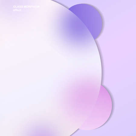 Modern background with glass morphism vector effect. Transparent glass card design. Glassmorphism trend style. Abstract banner with colored, white circles with blur and shadows. Vector illustrationのイラスト素材