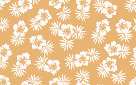 Seamless floral pattern based on traditional folk art ornaments. Colorful flowers on color background. Scandinavian style. Sweden nordic style. Vector illustration. Simple minimalistic patternのイラスト素材