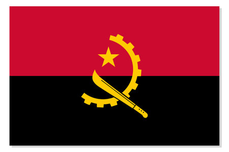 Flag of Angola. Angolan national symbol in official colors. Template icon. Abstract vector backgroundのイラスト素材
