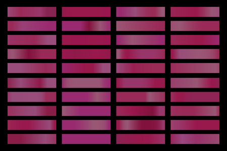 Metalic gradient collection with shiny purple hologram. Holographic foil texture, gold rose, pink gradation. Vector set for frame, ribbon, border, other designのイラスト素材