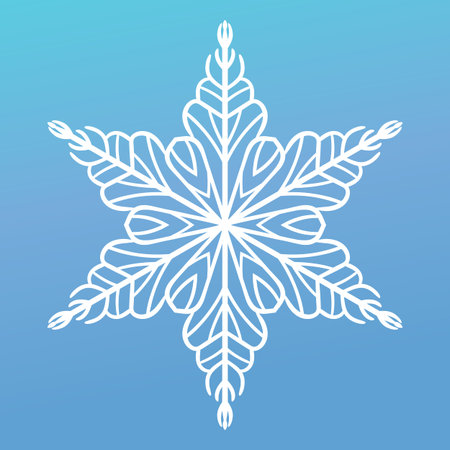 White template snowflake with shadow. Isolated snowflakes icon, round mandala. Winter Holiday...