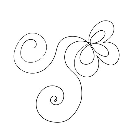 Floral silhouette art line. Flowers in continuous line drawing style. Border with tropical flower. Minimalist black linear sketch. Trendy vector illustration isolated. Contour graphics for designのイラスト素材