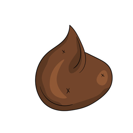 Cartoon poo, template icon. Kawaii poop isolated on white background. Shit pattern, evil turd. Vector illustration for invitation, poster, card, fabric, textile. Doodle style.のイラスト素材
