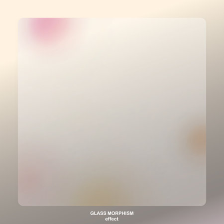 Modern background with glass morphism vector effect. Transparent glass card design. Glassmorphism trend style. Abstract banner with colored, white circles with blur and shadows. Vector illustrationのイラスト素材