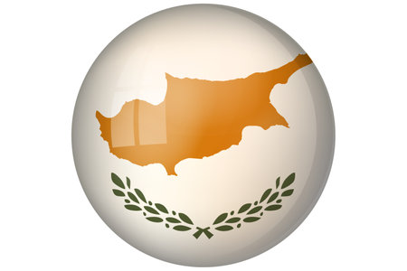 Flag of Cyprus. National symbol in official colors. Template icon. Abstract vector background. Round glass light ball, 3D big bubble, sphereのイラスト素材