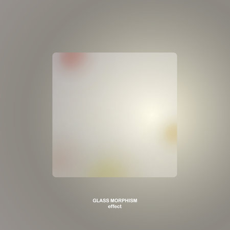 Modern background with glass morphism vector effect. Transparent glass card design. Glassmorphism trend style. Abstract banner with colored, white circles with blur and shadows. Vector illustrationのイラスト素材