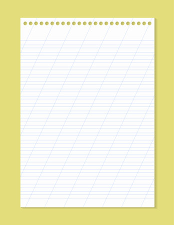 Graph paper. Printable lined grid paper with color horisontal, diagonal lines. Geometric pattern for school, oblique notebook. Realistic lined paper blank size Letter. Exercise page for calligraphyのイラスト素材