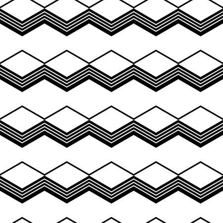 Abstract geometric black and white seamless pattern for web page, textures, card, poster, fabric, textile. Monochrome graphic repeating design. Modern minimalist stylish squared ornamentのイラスト素材