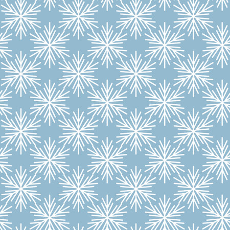 Winter seamless pattern with white snowflakes on blue background. Vector illustration for fabric, textile wallpaper, posters, gift wrapping paper. Christmas vector illustrationのイラスト素材