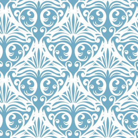Seamless vintage pattern with curls. Wallpaper in the style of Baroque. Floral ornament. Ethnic tribal background. Vector illustration, template design for cloth, packaging, card, fabricのイラスト素材