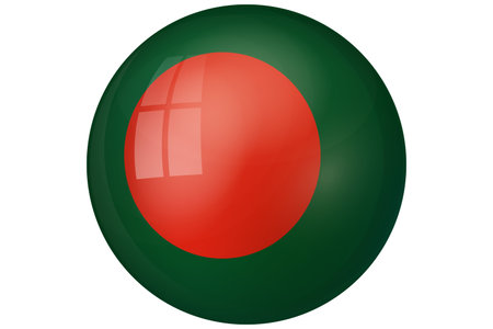 Flag of Bangladesh. Bangladeshi national symbol in official colors. Template icon. Abstract vector background. Round glass light ball, 3D big bubble, sphere.のイラスト素材