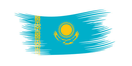 Flag of Kazakhstan. Kazakh national symbol in official colors. Template icon. Abstract vector backgroundのイラスト素材