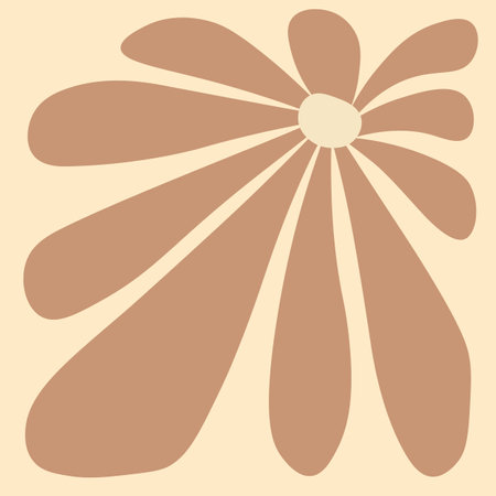 Modern poster, abstract floral art background. Doodles in trendy retro hippie style. Botanical flower vector illustrationのイラスト素材