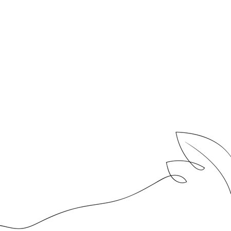 Floral silhouette art line. Flowers in continuous line drawing style. Border with tropical flower. Minimalist black linear sketch. Trendy vector illustration isolated. Contour graphics for designのイラスト素材