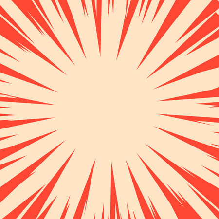 Pop art radial colorful comics book magazine cover. Striped beige digital background. Cartoon funny retro pattern strip mock up. Vector halftone illustration. Sunburst, starburst shapeのイラスト素材