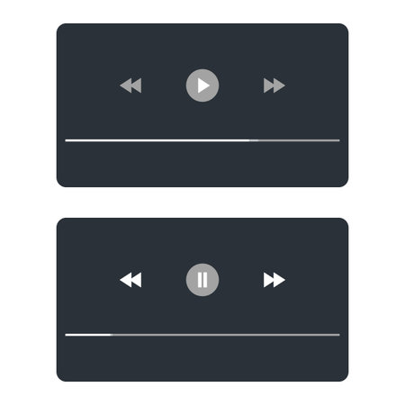 Template video player for web and mobile apps. Modern multimedia playback application. Audio player control panel, media music playerのイラスト素材