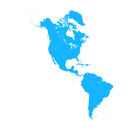 Map of North and South America, sign silhouette. World Map Globe. Vector Illustration isolated on white background. American continentのイラスト素材