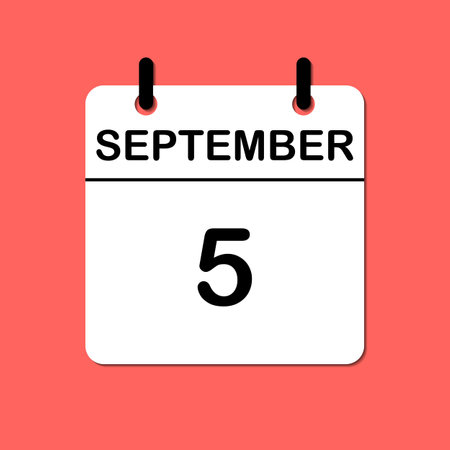September 5. Daily Calendar icon for design. Simple design for business brochure, flyer, print media, advertisement. Easily editableのイラスト素材