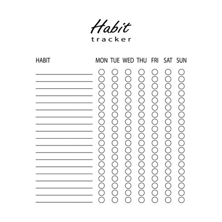 Habit tracker for WEEK. Template mockup. Vector personal organizer. Minimalist simple plannerのイラスト素材