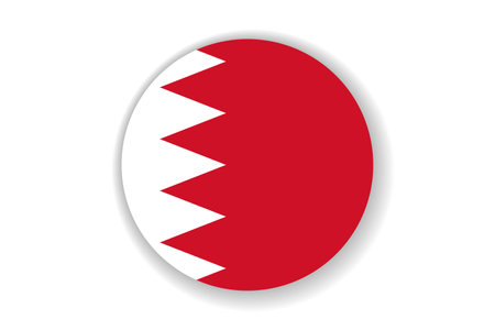 Flag of Bahrain. National symbol in official colors. Template icon. Abstract vector background. Round glass light ball, 3D big bubble, sphereのイラスト素材