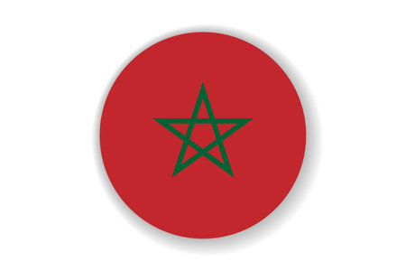 Flag of Morocco. Moroccan national symbol in official colors. Template icon. Abstract vector background. Round glass light ball, 3D big bubble, sphereのイラスト素材