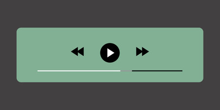 Template video player for web and mobile apps. Modern multimedia playback application. Audio player control panel, media music playerのイラスト素材