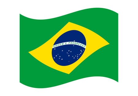 Flag of Brazil. Brazilian national symbol in official colors. Template icon. Abstract vector backgroundのイラスト素材